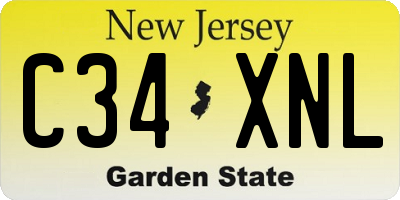 NJ license plate C34XNL