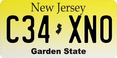 NJ license plate C34XNO