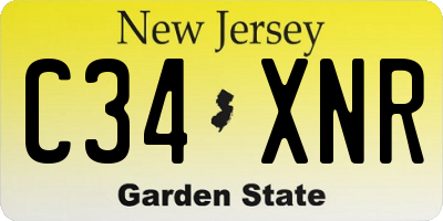 NJ license plate C34XNR
