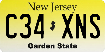 NJ license plate C34XNS