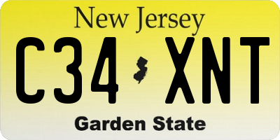 NJ license plate C34XNT