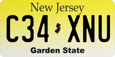 NJ license plate C34XNU