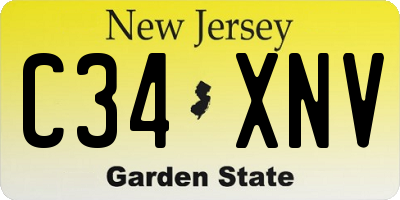 NJ license plate C34XNV