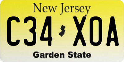 NJ license plate C34XOA