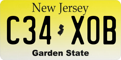 NJ license plate C34XOB
