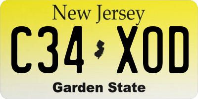 NJ license plate C34XOD