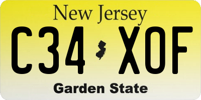 NJ license plate C34XOF