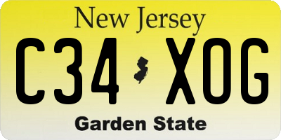 NJ license plate C34XOG
