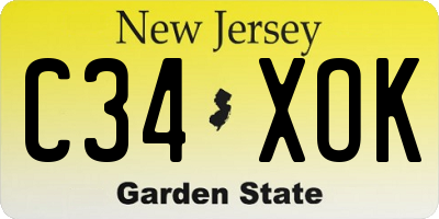 NJ license plate C34XOK