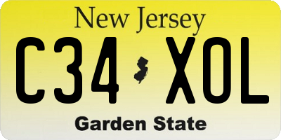 NJ license plate C34XOL