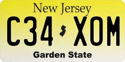 NJ license plate C34XOM