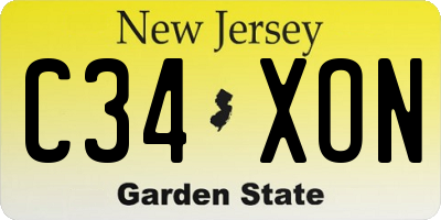 NJ license plate C34XON