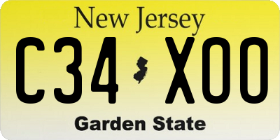 NJ license plate C34XOO