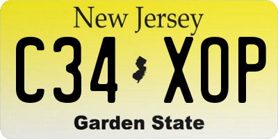 NJ license plate C34XOP