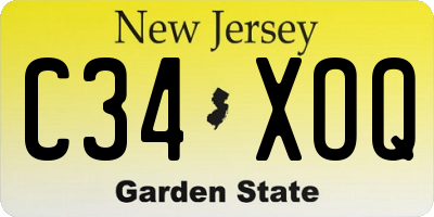 NJ license plate C34XOQ