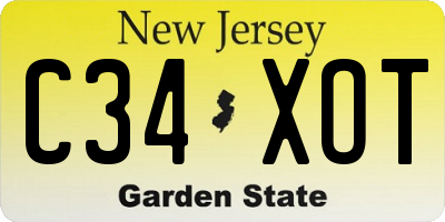 NJ license plate C34XOT