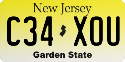 NJ license plate C34XOU