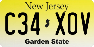 NJ license plate C34XOV