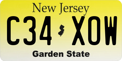 NJ license plate C34XOW