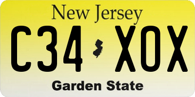 NJ license plate C34XOX