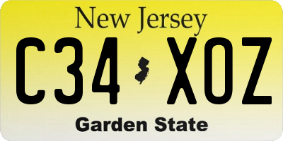 NJ license plate C34XOZ