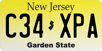 NJ license plate C34XPA