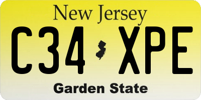 NJ license plate C34XPE