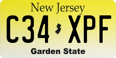 NJ license plate C34XPF