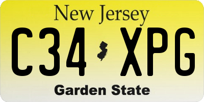 NJ license plate C34XPG