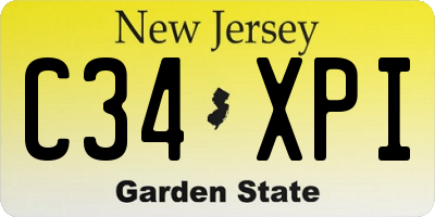 NJ license plate C34XPI