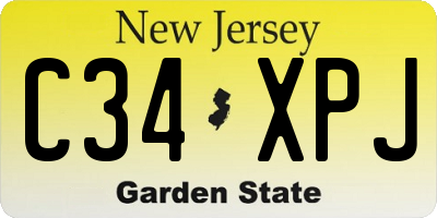 NJ license plate C34XPJ