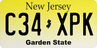 NJ license plate C34XPK