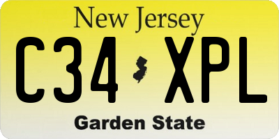 NJ license plate C34XPL