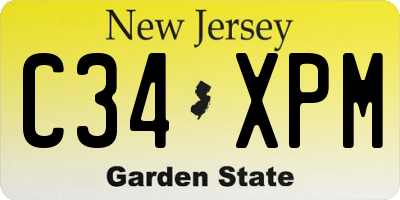 NJ license plate C34XPM