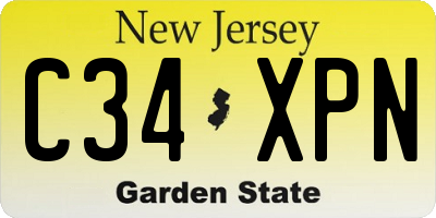 NJ license plate C34XPN