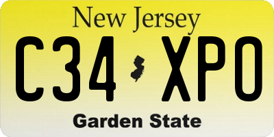 NJ license plate C34XPO