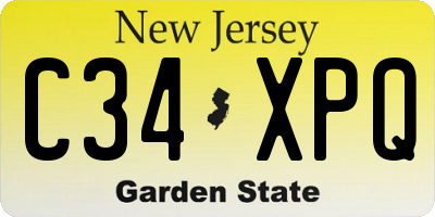 NJ license plate C34XPQ