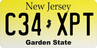 NJ license plate C34XPT