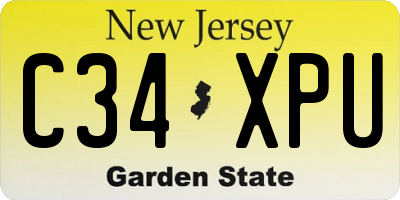 NJ license plate C34XPU