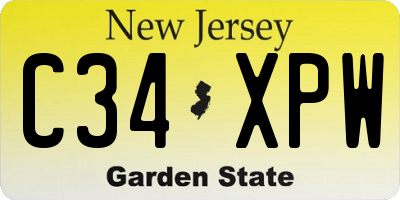 NJ license plate C34XPW