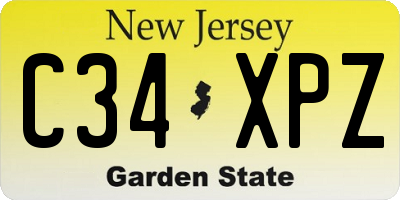NJ license plate C34XPZ