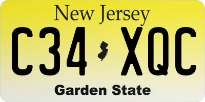 NJ license plate C34XQC
