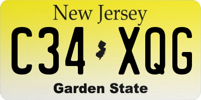 NJ license plate C34XQG