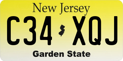 NJ license plate C34XQJ