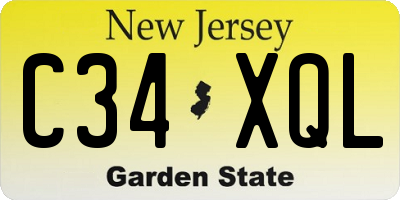 NJ license plate C34XQL