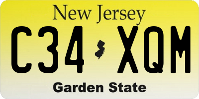 NJ license plate C34XQM