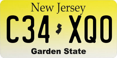 NJ license plate C34XQO