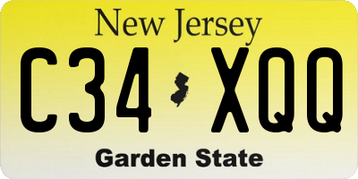 NJ license plate C34XQQ
