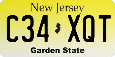 NJ license plate C34XQT