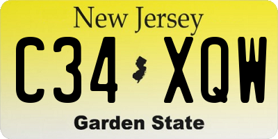 NJ license plate C34XQW